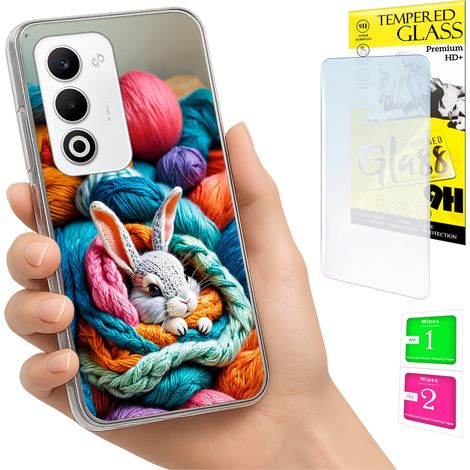 Funda para Oppo A5 5G con foto, cubierta trasera con gráficos de conejo + cristal 9H (1/5)