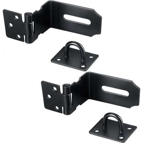 90 Degrés Loquet de porte en acier inoxydable , 5 Inch Loquet de Sécurité à Moraillon de sécurité Verrou Porte Fermoir de Cadenas pour chambre à coucher, garage, fenêtre noir (1/4)