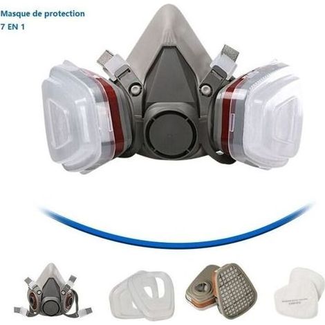 Masque de protection respiratoire 7-en-1 réutilisable avec filtre anti-poussière et gaz – idéal peinture, bricolage, travaux chimiques (1/4)
