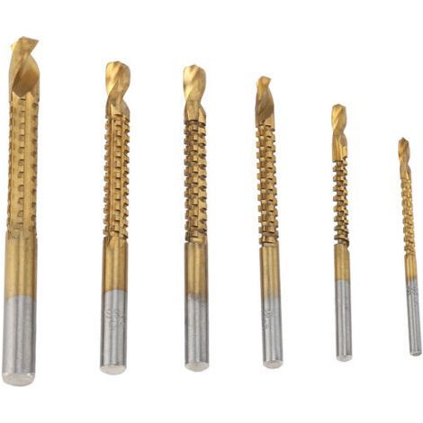 Twist drill bits, set of 6 serrated drill bits, serrated grooving, carpenter's side cut, tap, twist saw, drill bit for woodworking, metal and plastic, tool (1/4)