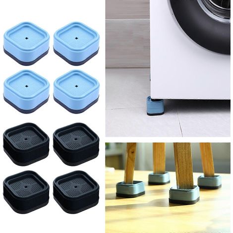 Lot de 4 rehausseurs empilables pour machine à laver, compatibles avec meubles, lits réglables, bureaux, chaises, tables, canapés, usage domestique, noir. (1/5)