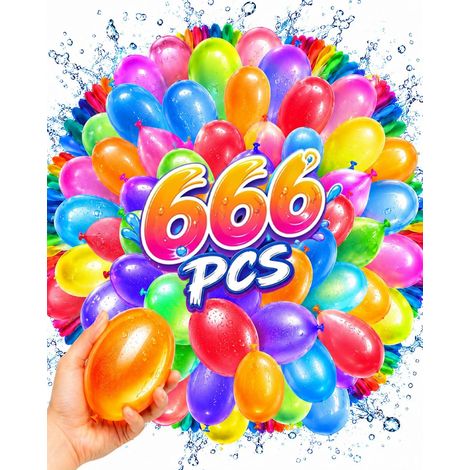 Ballons à Eau 666 Pièces (6 Paquets), Remplissage Rapide au Robinet Sans Nœud, Auto-Scellants et Réutilisables, Jeu Extérieur Pour Fête Été, Piscine, Plage et Jardin (1/5)