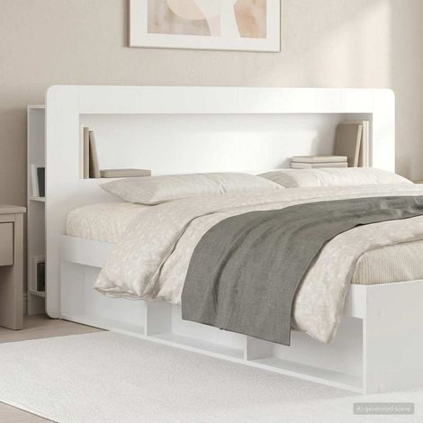 vidaXL Cabinet de Tête de Lit Blanc brillant Bois d’ingénierie (1/5)