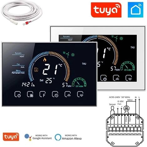 Beca Termostato Smart WiFi con Sonda BAC-8000MLWE-FAN Controllo Ventola 0-10V e Valvola Motorizzata Bianco (1/5)