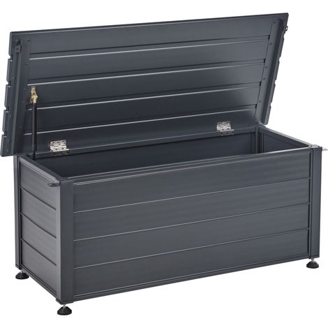 Arcón para exterior de aluminio mueble de almacenaje de jardín gris oscuro 113 x 50 cm Campalto