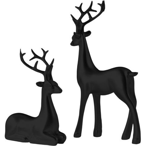 Ornement artistique de cerf en résine sur le thème de Noël,-Noir