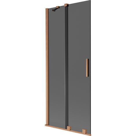 Mexen Velar 2-flügelige Schiebeduschwand 80 x 150 cm, graphit, gebürstetes Kupfer - 896-080-000-41-65 (1/2)
