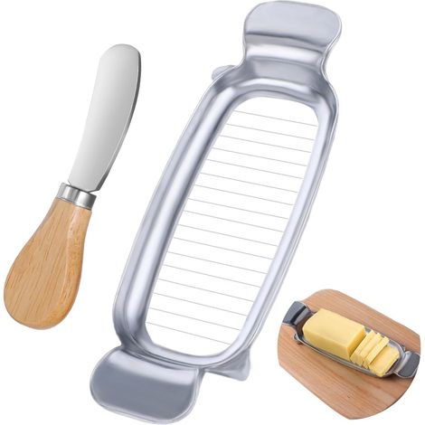 Butter slice cutter with butter knife, stainless steel cheese slicer, hand-held cheese slicer, cooking tool