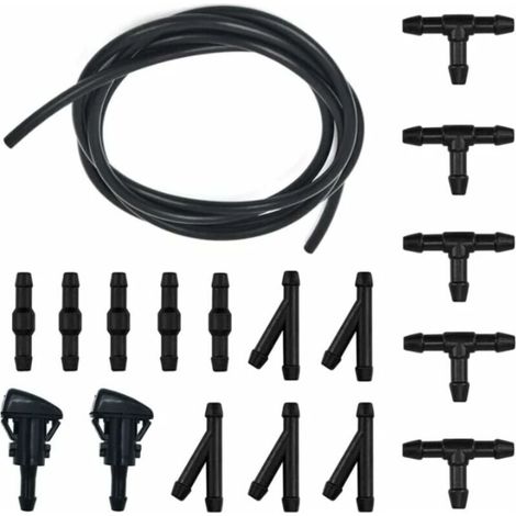 5m Windshield Washer Hose Kit with 15 Fittings + 2 Nozzles – High-Resistance Flexible Hose for Windshield Wipers