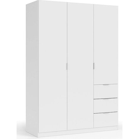 Kleiderschrank 135x52x200h cm mit 3 Türen, 3 Schubladen und 4 Einlegeböden weiß – Agliè (1/5)