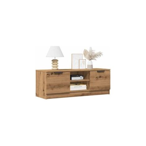 Meuble TV chêne artisanal 102x35x36,5 bois d'ingénierie (1/5)