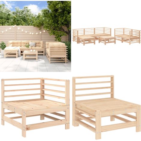 7-tlg. Garten-Lounge-Set Massivholz Kiefer - Holzsofa - Kieferholz (1/5)