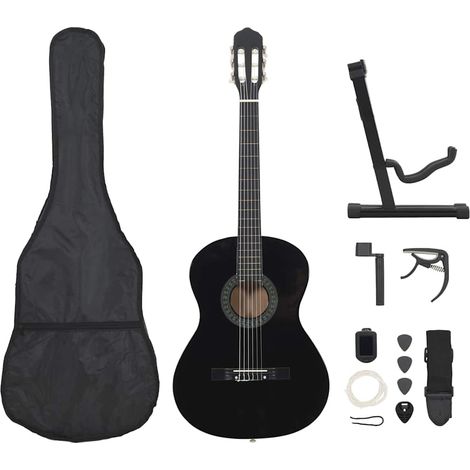 Teenpull – 12-tlg. Klassikgitarren-Set für Anfänger Schwarz 4/4 39" (1/5)