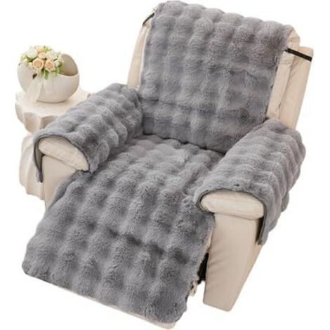 Soft plush chair cover, chair cushion, armrest covers, new non-slip chair cover, fluffy faux fur recliner chair cover ( (1/4)