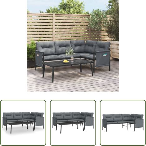 vidaXL Table de jardin - Salon de jardin 2 pcs anthracite acier (1/5)