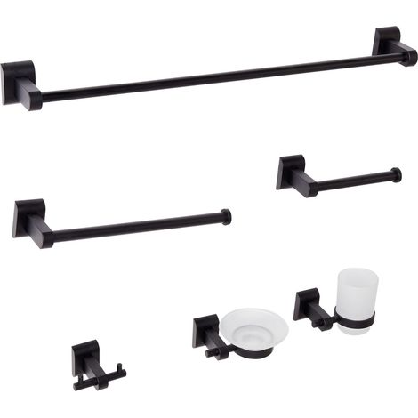 6-Piece Bathroom Hardware Set TALARA with Towel Bars and Hooks Black