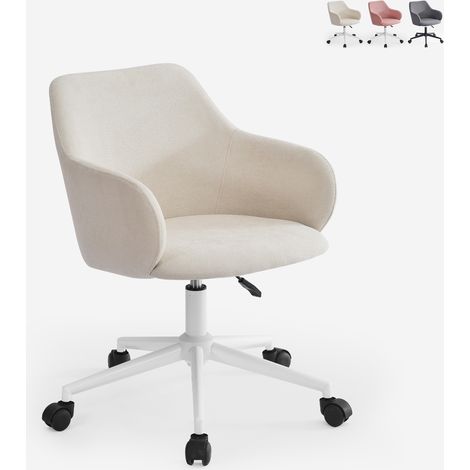 Sedia girevole in tessuto con braccioli per ufficio smart working Kivri - Bianco (1/5)