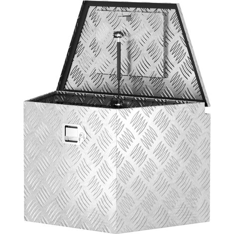 Boîte à outils remorque aluminium verrouillable trapézoïdale argent 73,7 x 41 x 46 cm