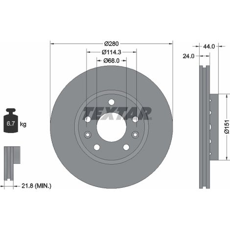 Lot de 2 Disques de frein Textar 92195505 DACIA 402060010R 4020600Q0L 4020600Q1B