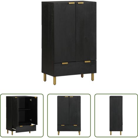 vidaXL Bois d'ingénierie -  Buffet noir 60x33x100 cm bois d'ingénierie (1/5)