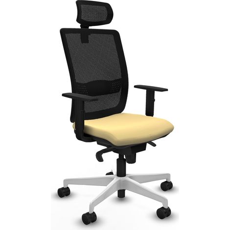 Silla de oficina piqueras y crespo Haches tela negra cuero crema (1/2)