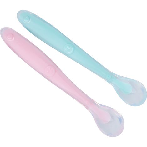 Cuillère en silicone souple pour bébé, outil d'alimentation pour bébé, cuillère de sécurité pour enfants, cuillère à couverts (1/5)