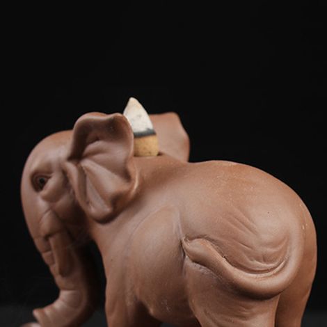 Brûleur d'Encens en Céramique Éléphant Décoratif avec Effet de Fumée Retour pour Maison (1/3)