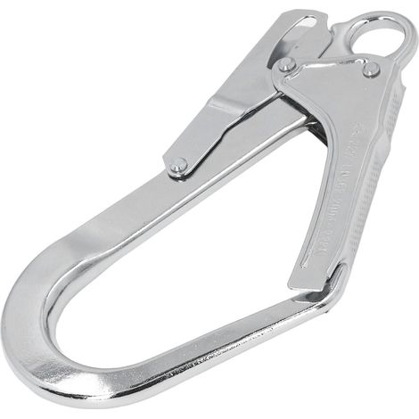 Mousqueton à ressort pour barres d'armature, en acier allié haute résistance forgé à double verrouillage, avec longe de sécurité antichute de 22 kN (1/5)