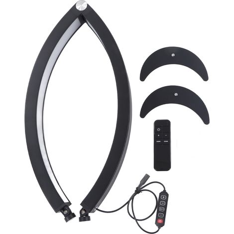 Lampe LED Demi-Lune HD M10X 28 Pouces 40W Télécommande Réglable Lumière Froide et Chaude pour Onglerie Esthétique Professionnelle Noir (1/5)