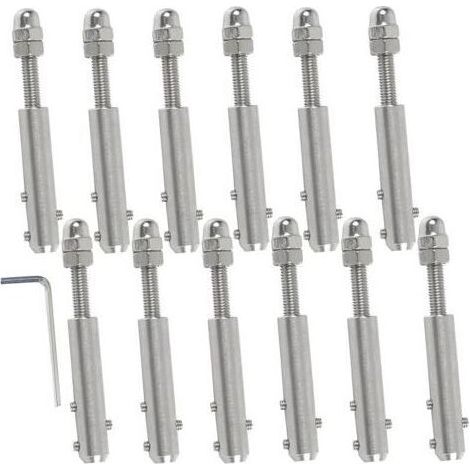 – Tendeur de câble en acier inoxydable 4 mm – Lot de 12 pièces avec clé en L – Fixation pour haubanage – Résistant aux intempéries - mm-12 (1/5)