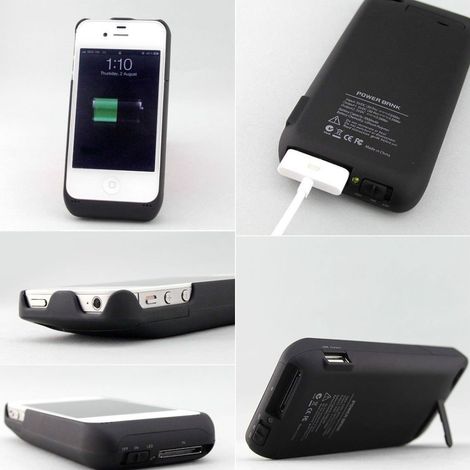 Trade Shop - HÜLLE HÜLLE FÜR IPHONE 4 UND 4S LADESTATION BATTERIE 1900 mAh -