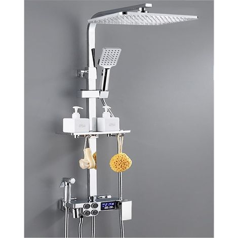 Ensemble de douche mitigeur thermostatique intelli Ensemble de douche numérique chaud et froid robinet salle de bain mitigeur thermostatique système de douche pluie montage mural SPA pluie robinet de (1/5)