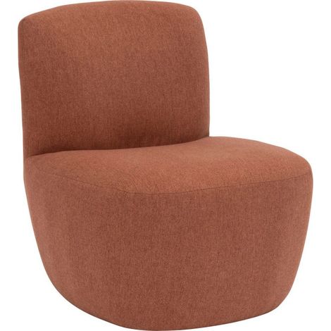 Atmosphera – Chauffeuse Leone en tissu terracotta – Rembourrage mousse polyuréthane – Dimensions L. 65 x l. 71 x H. 68 cm – Structure bois contreplaqué et pin (1/5)