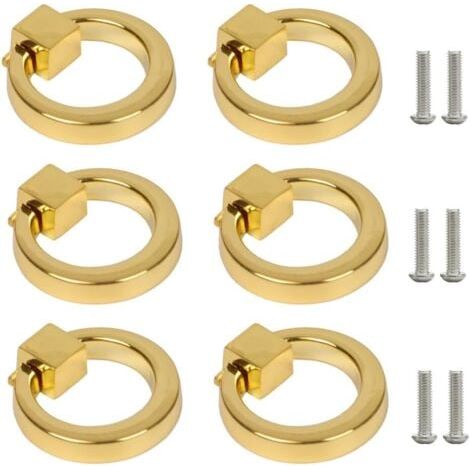 Set of 6 gold furniture handles, drawer pulls, kitchen cabinet handles, dresser handles, modern style, with screws (1/5)