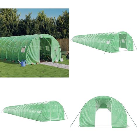 Gewächshaus mit Stahlrahmen Grün 72 m² 24x3x2 m - Gewächshaus - Gartengewächshaus - Tomatengewächshaus - Pflanzenhaus - Greenhouse - Home & Living