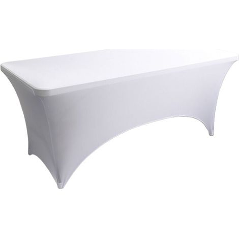 Weiße elastische Tischdeckenpakete – Spandex-Tischdecke für 180 cm rechteckige Tischdecken, maschinenwaschbar, rechteckige Tischdecken für Partys, Hochzeiten und Buffets