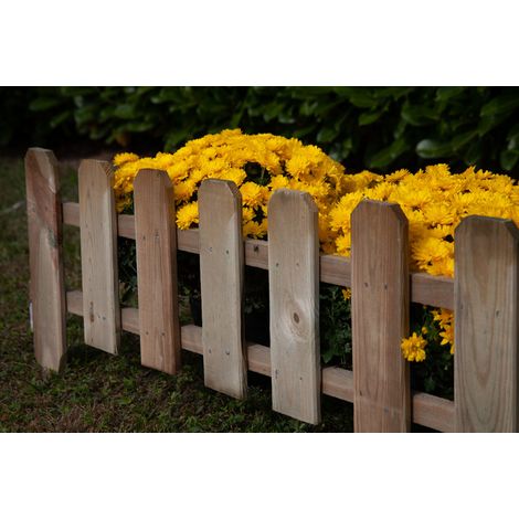 Bordura giardino in legno 15 pezzi totali 16,5 metri, steccato decorativo altezza 30/45 cm lunghezza 110 cm - Esterni da Vivere (1/2)