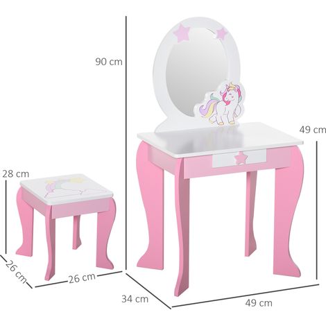 Miroir jouet et tabouret de jeu avec tiroir (pour les filles de 3 à 6 ans) (1/5)