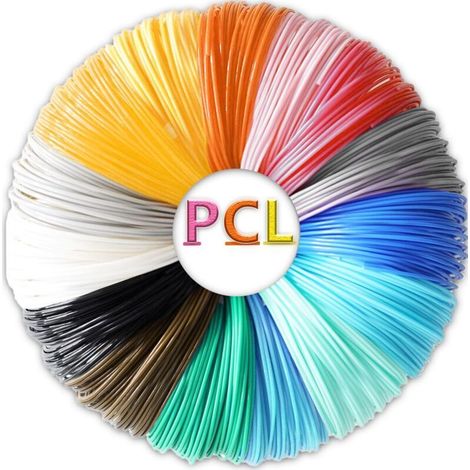 20 recharges filament PCL, 1,75 mm, tolérance ±0,03 mm, température d'extrusion 60 à 100 °C, compatible stylos 3D basse température (1/4)