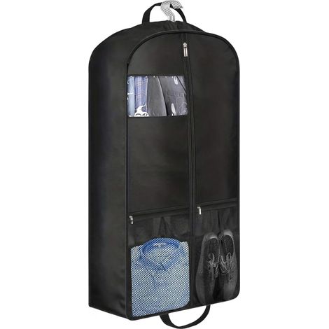 Housses de Vêtements, 110x60x15cm Housse Manteau à Suspendre avec Plusieurs Poches, Anti Poussière Humidité Housse Costume avce Zip pour Manteaux Costume Chemise (Noir) (1/5)