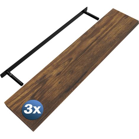 CASARIA® Set of 3 110cmx23cm Floating Shelf Including Bracket  Wall Shelving Living Room Kitchen Bedroom Office  38mm Thick  Hidden Wall Fixing  15kg Capacity MDF  110cm dunkle Eiche (de)