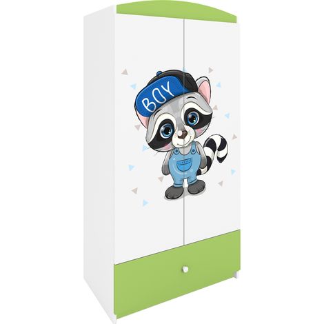 Kinderkleiderschrank mit Schublade Grün – Babydreams (1/5)