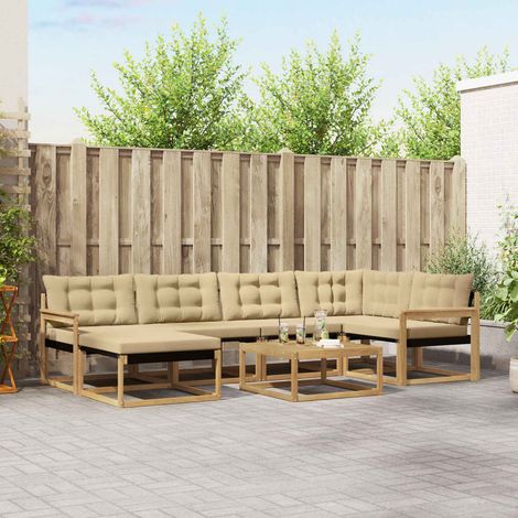 vidaXL Outdoor-Sofagarnitur 7 pcs Weiß und Beige 79 x 79 x 37 cm (1/5)