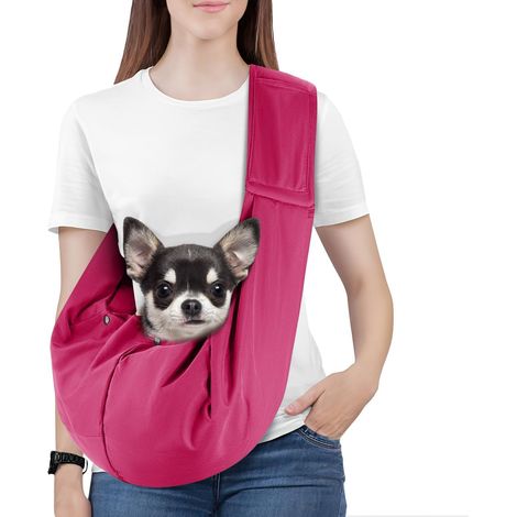 1 Sac de transport pour chien, réversible, harnais de sécurité, bandoulière réglable, pour petits chiens et chats
