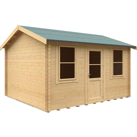 14x12 The Skipton 28mm Cabin - L415 x W355 x H282.9 cm - Solid Wood/Softwood/Pine - Natural