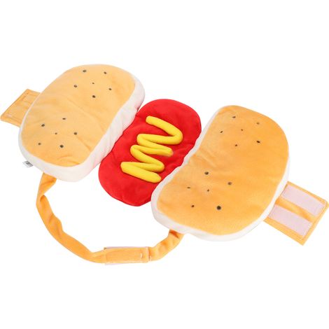 Robe jaune en coton pour chien, motif hot-dog, vêtements chauds pour chiens, taille S (1/5)