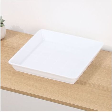 Bac à plantes en plastique blanc 1515 cm bac à égouttement carré bac à fleurs adapté à l'intérieur et à l'extérieur, 2 pièces (1/4)