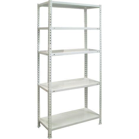 SimonRack Scaffale Portaoggetti, 1800x900x300 mm, 5 Ripiani, Portata 70 kg per Ripiano, Metallo, Scaffale da Garage, Bianco – Ecoclick