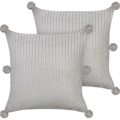 Conjunto de 2 modernos cojines decorativos 45 x 45 cm de punto fundas extraíbles gris Ocotea (1/5)