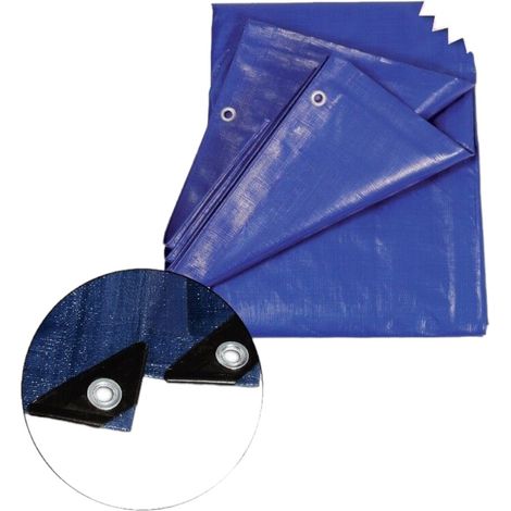 TELO TELONE OCCHIELLATO IMPERMEABILE ANGOLI RINFORZATI BLU POLIETILENE 90 gr/m²5x6 mt - Misure: 8x10 mt (1/5)